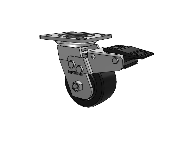 4"X2" Stainless Steel Top Plate Rigid Caster with Commander HD Wheel with Total Lock Brake - D4.04109.5PN DTBRK4 SS-