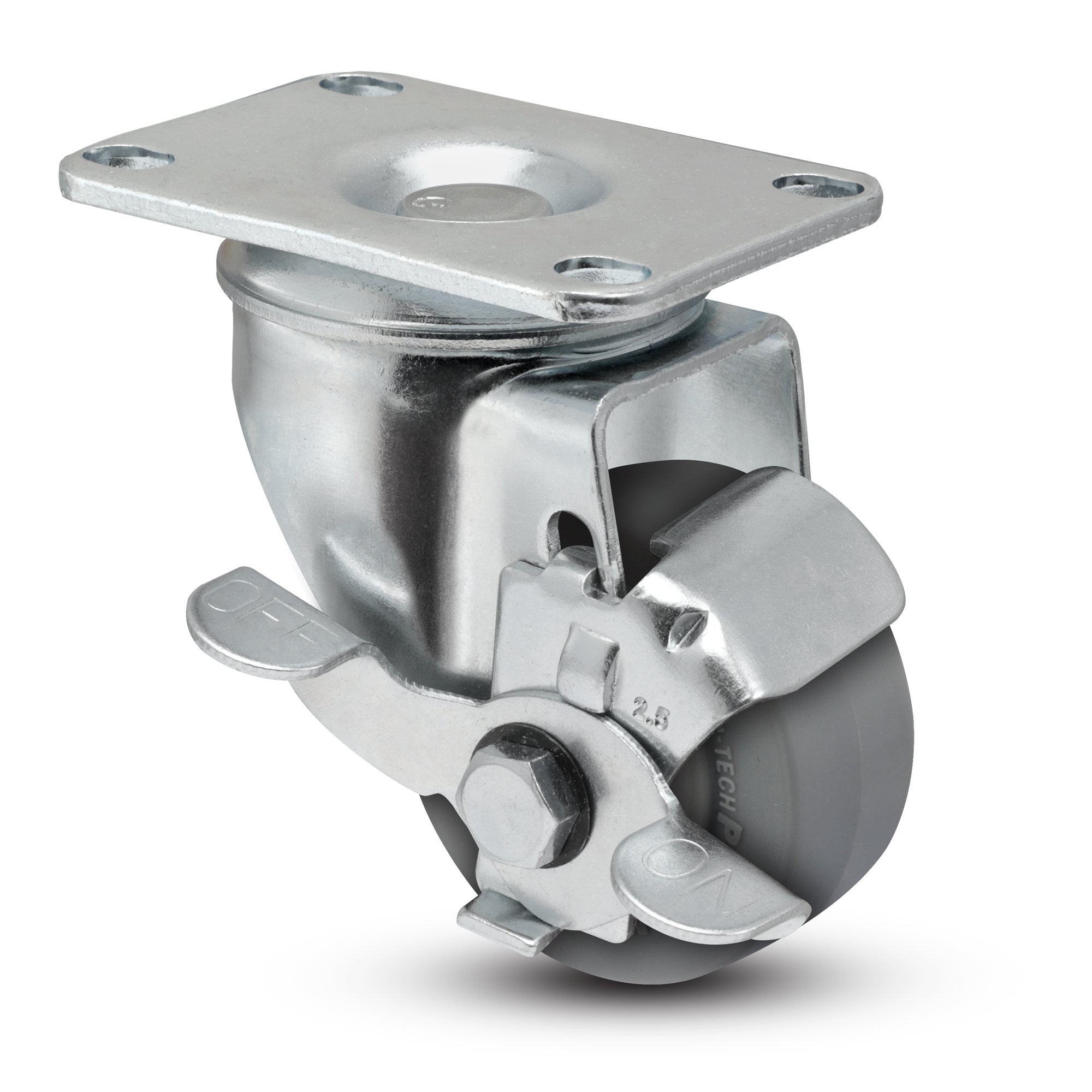 2.5" Performa Rubber 2 Series Swivel Caster - 2.02256.445 BRK1 - Colson