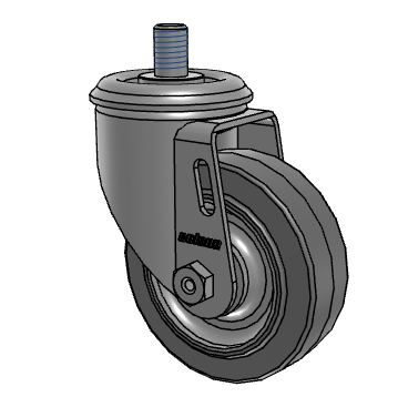 3-1/2" x 1-1/4" Rubber 2 Series Swivel Caster 2.03254.445 MTG10