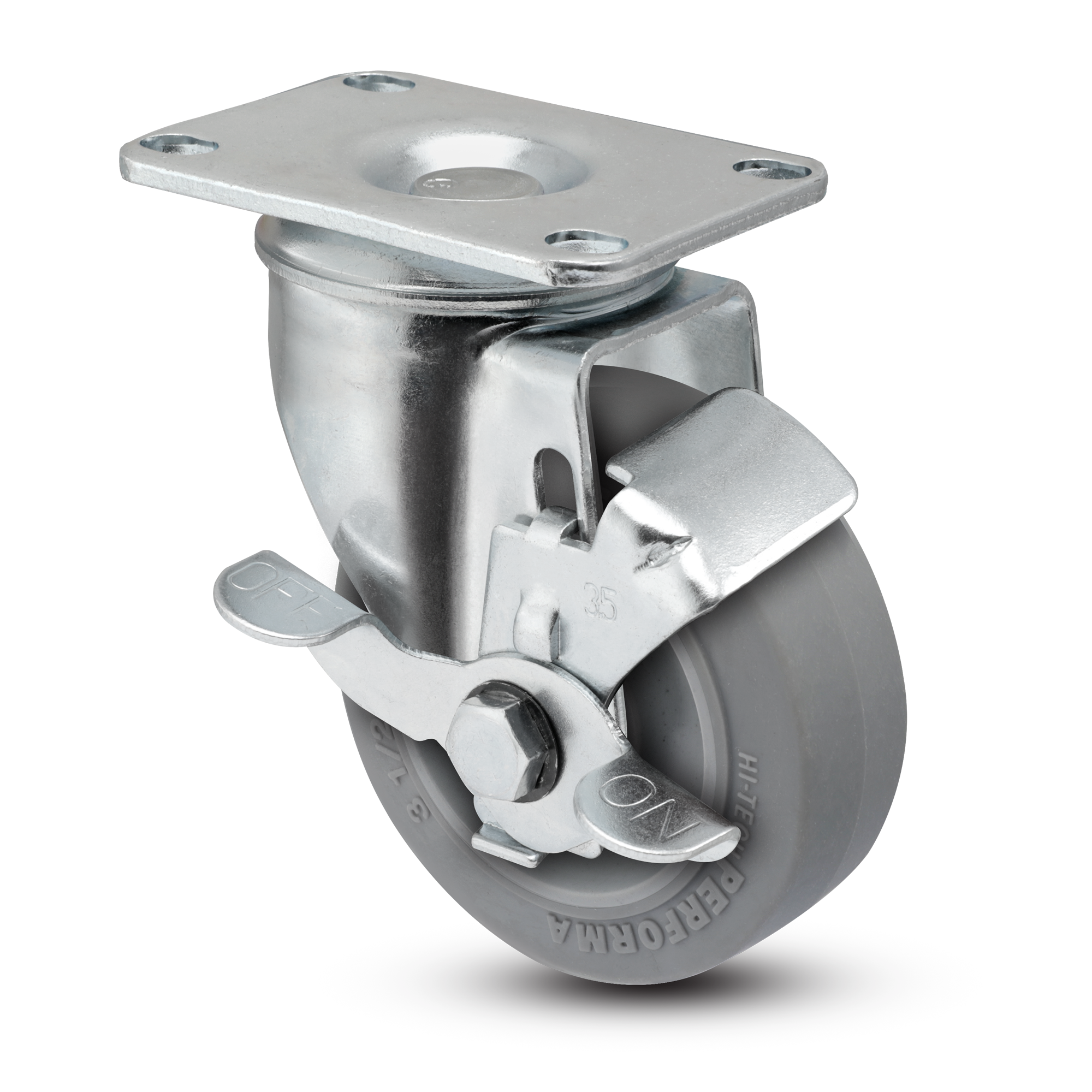 3.5" Performa Rubber 2 Series Swivel Caster - 2.03256.445 BRK1 - Colson
