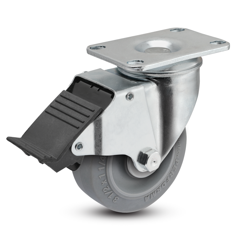3.5" Performa Rubber 2 Series Swivel Caster - 2.03256.445 BRK5 - Colson