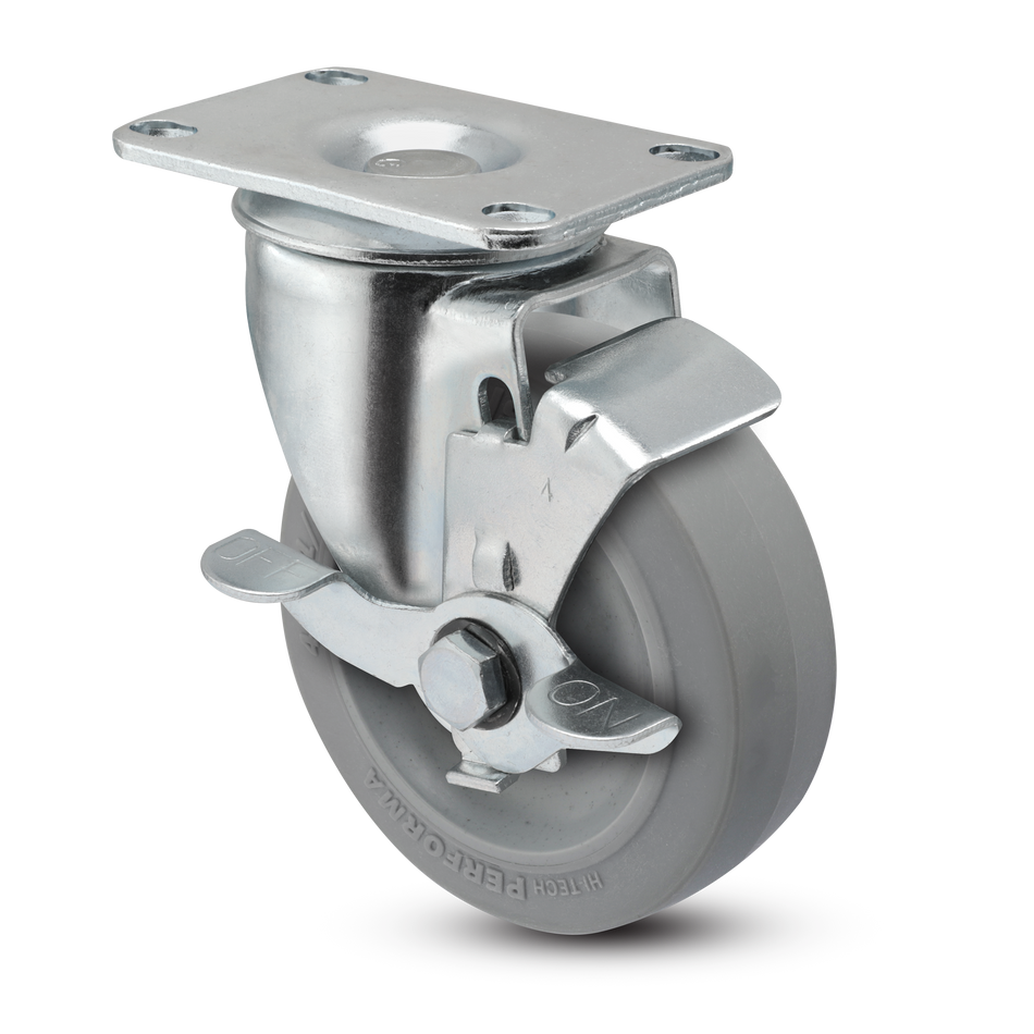 4" Performa Rubber 2 Series Swivel Caster - 2.04256.445 BRK1 - Colson