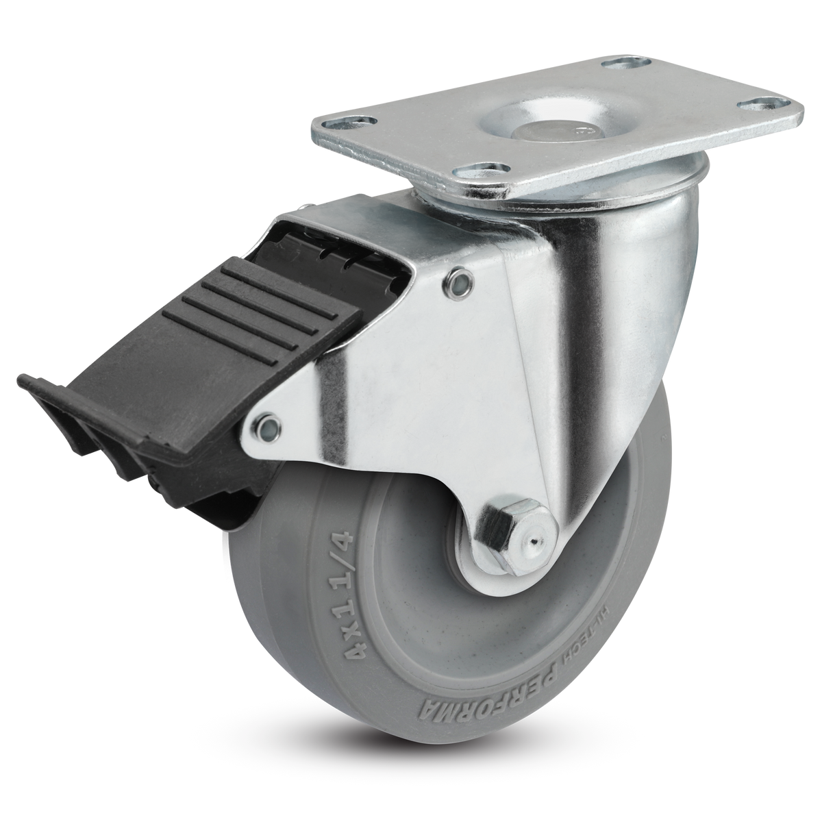 4" Performa Rubber 2 Series Swivel Caster - 2.04256.445 BRK5 - Colson