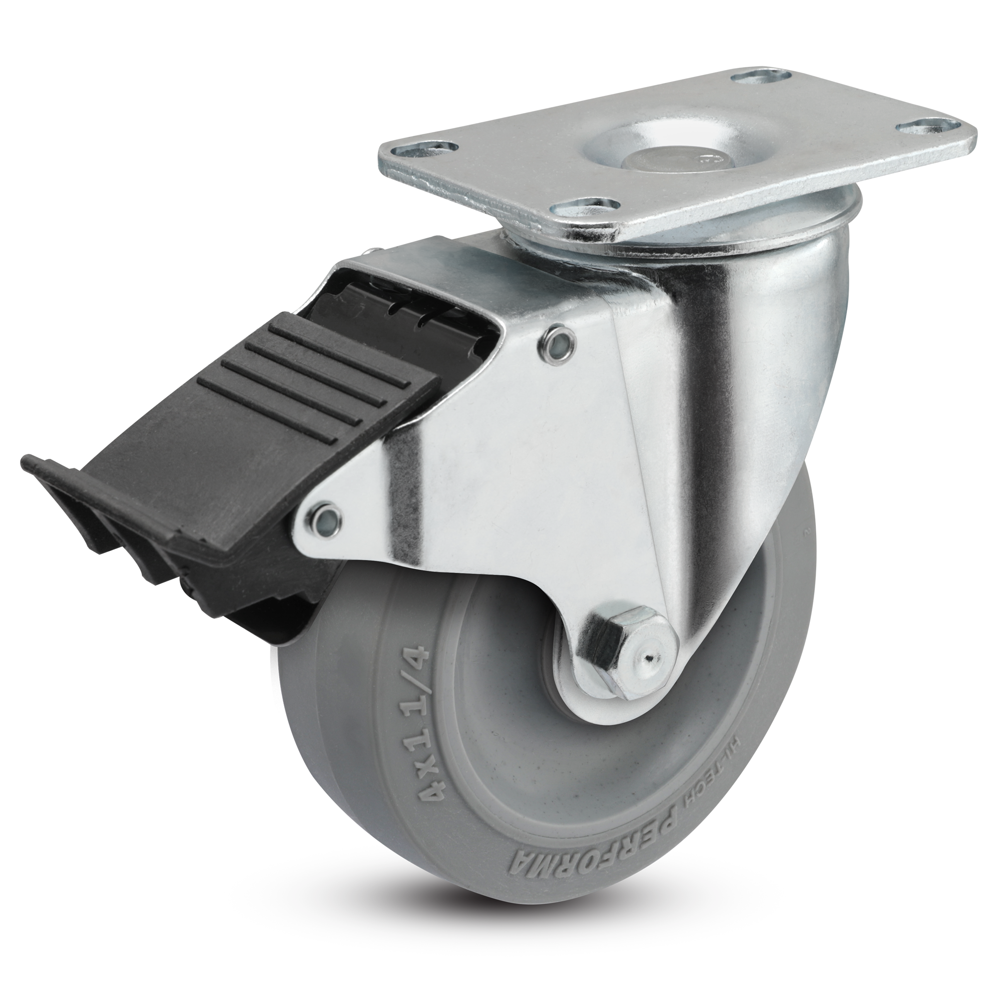 4" Performa Rubber 2 Series Swivel Caster - 2.04256.445 BRK5 - Colson