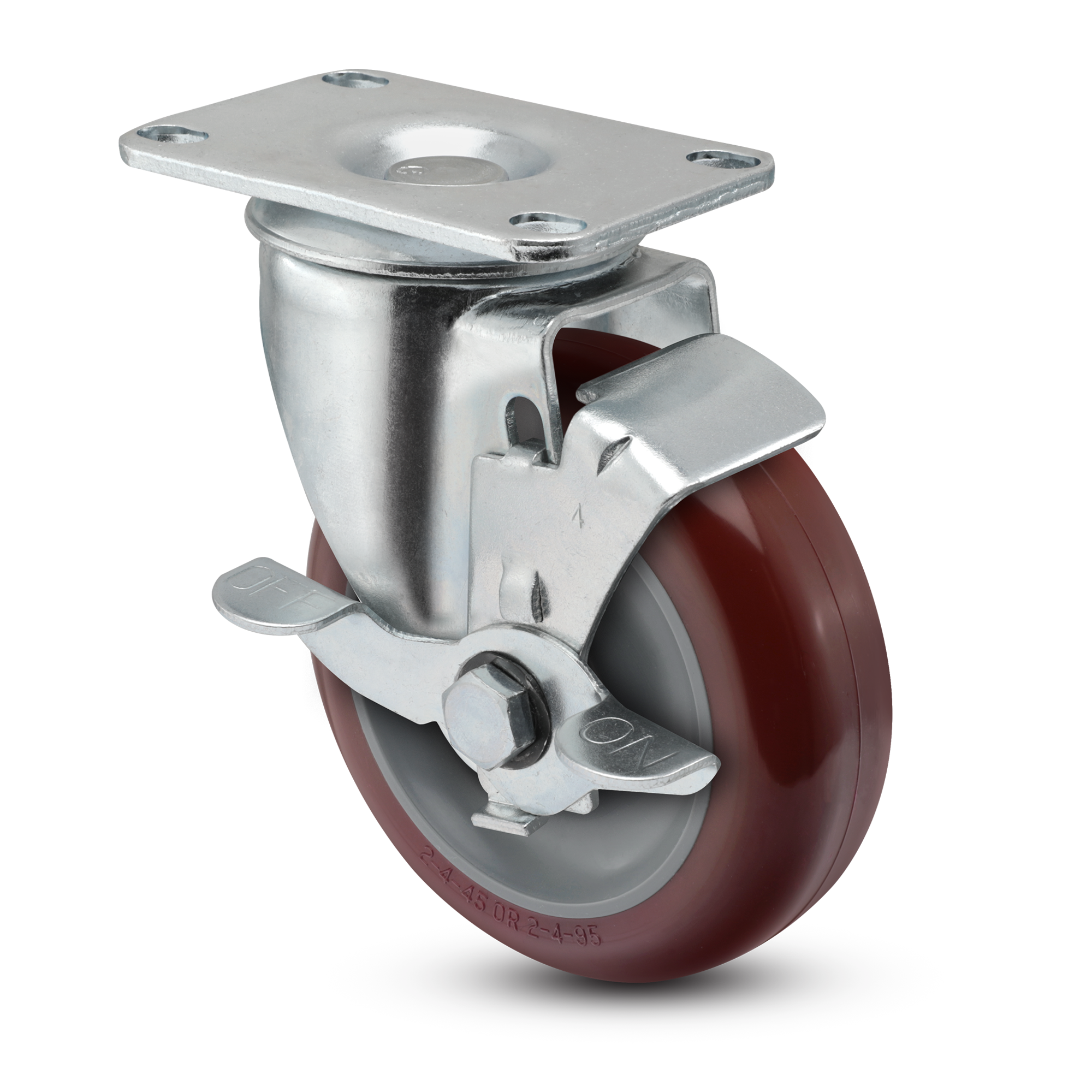4" Polyurethane 2 Series Swivel Caster - 2.04256.95 BRK1 - Colson