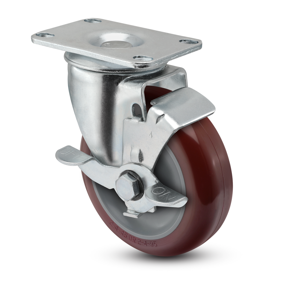 4" Polyurethane 2 Series Swivel Caster - 2.04256.95 BRK1 - Colson