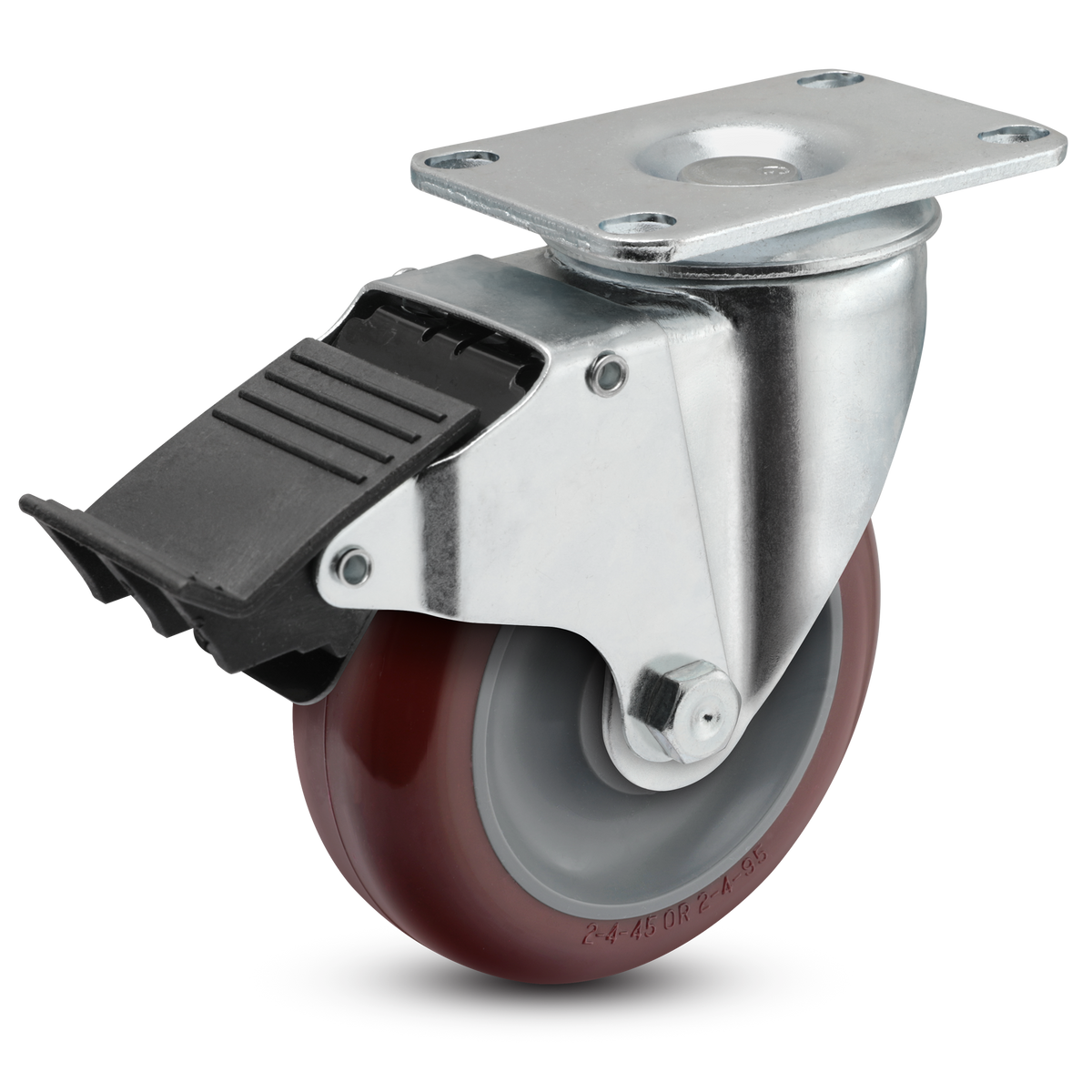 4" Polyurethane 2 Series Swivel Caster - 2.04256.95 BRK5 - Colson