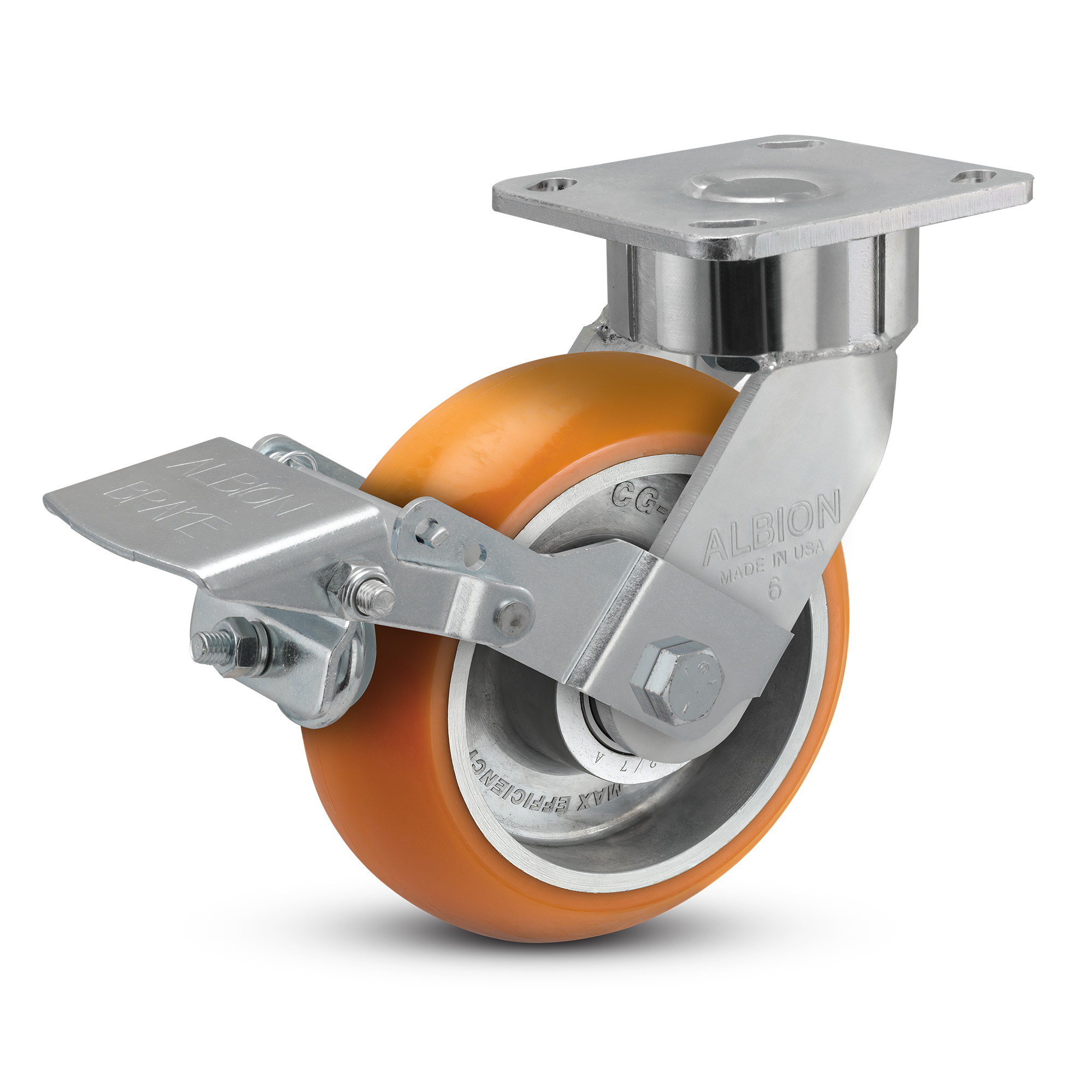 28AN06228SFBK - 6" x 2" Polyurethane Swivel Caster w/ Face Break - Albion 28 Series - Albion