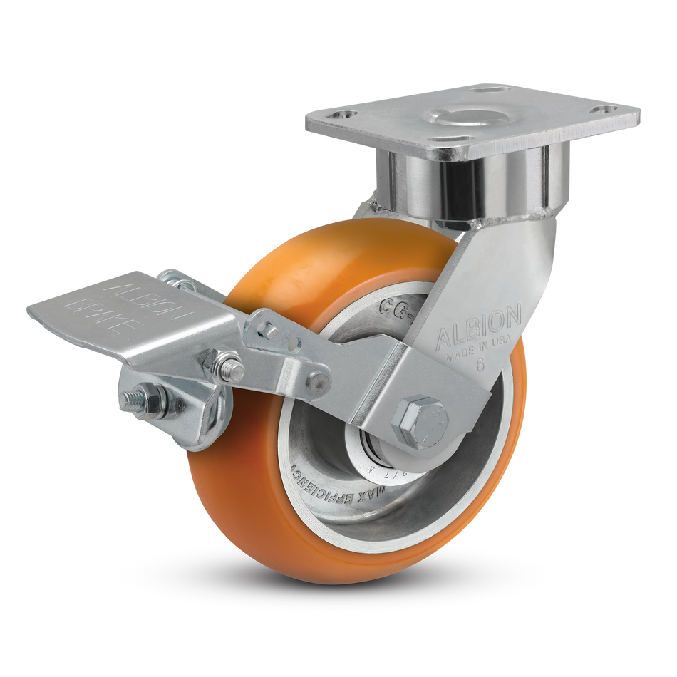 28AN06228SFBK - 6" x 2" Polyurethane Swivel Caster w/ Face Break - Albion 28 Series - Albion