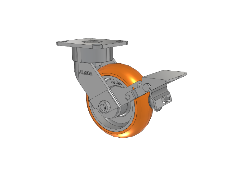 6" x 2" Swivel with Brake Albion Ergonomic Maintenance-Free Caster w/Polyurethane Wheel - 28AN06228SFBK