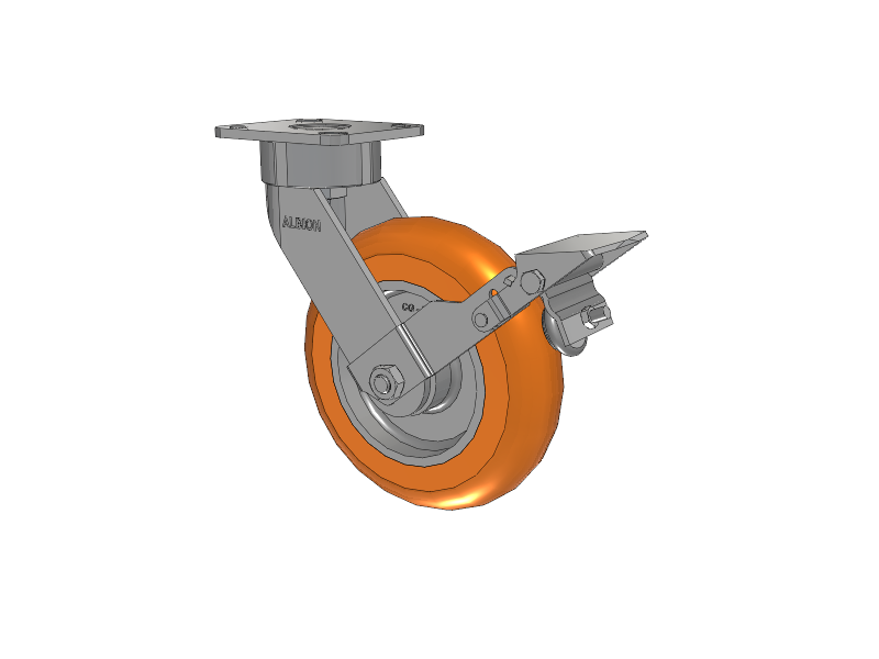 8" x 2" Swivel with Brake Albion Ergonomic Maintenance-Free Caster w/Polyurethane Wheel - 28AN08228SFBK