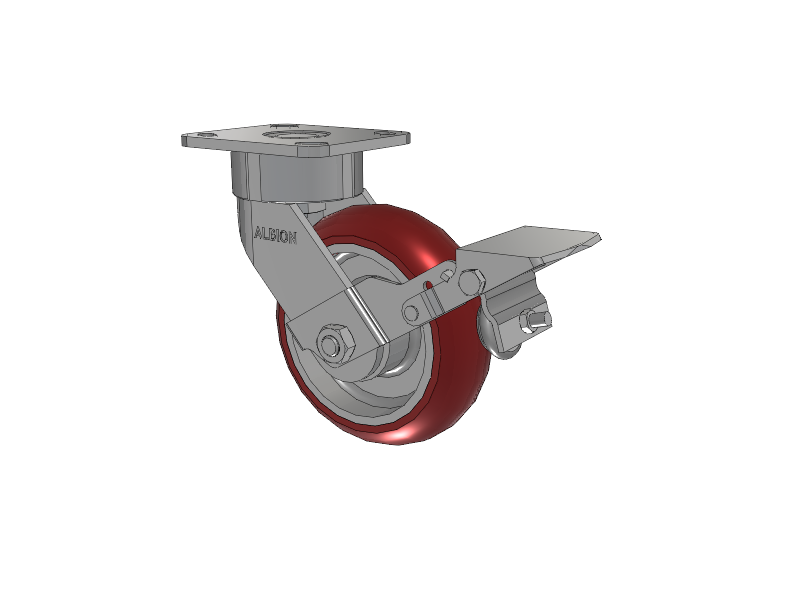 6" x 2" Swivel with Brake Albion Ergonomic Maintenance-Free Caster w/Polyurethane Wheel - 28AX06228SFBK