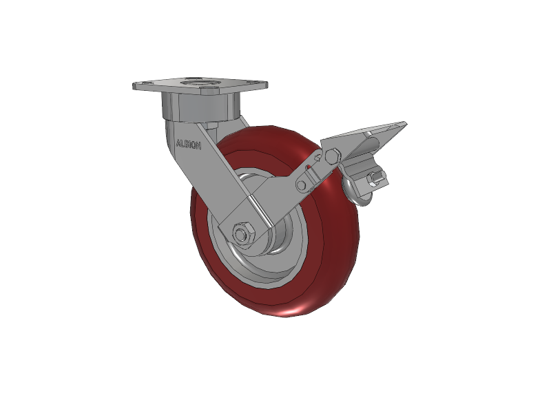 8" x 2" Swivel with Brake Albion Ergonomic Maintenance-Free Caster w/Polyurethane Wheel - 28AX08228S01FBK