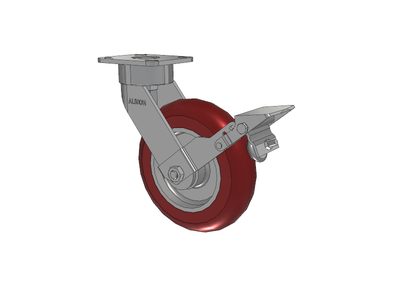 8" x 2" Swivel with Brake Albion Ergonomic Maintenance-Free Caster w/Polyurethane Wheel - 28AX08228SFBK
