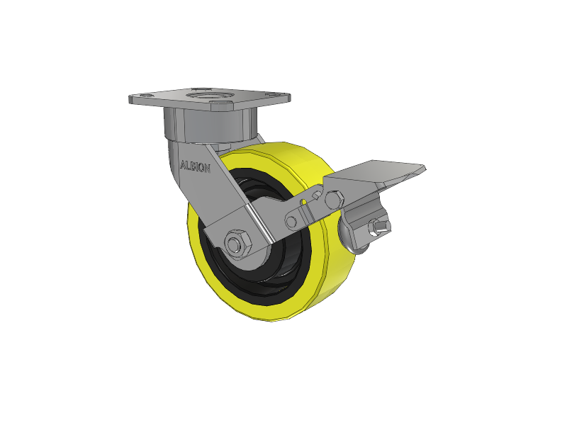 6" x 2" Swivel with Brake Albion Ergonomic Maintenance-Free Caster w/Polyurethane on Cast Iron Wheel - 28PF06228SFBK