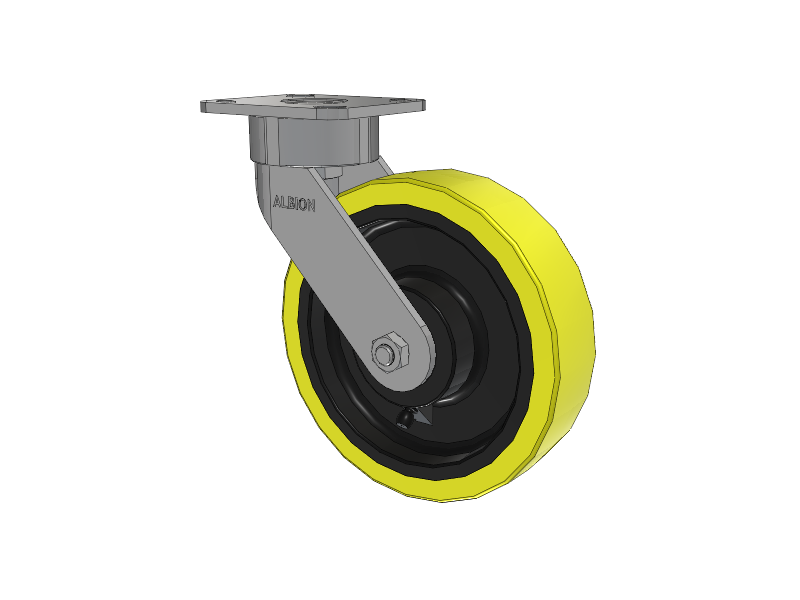 8" x 2" Swivel Albion Ergonomic Maintenance-Free Caster w/Polyurethane on Cast Iron Wheel - 28PF08228S01