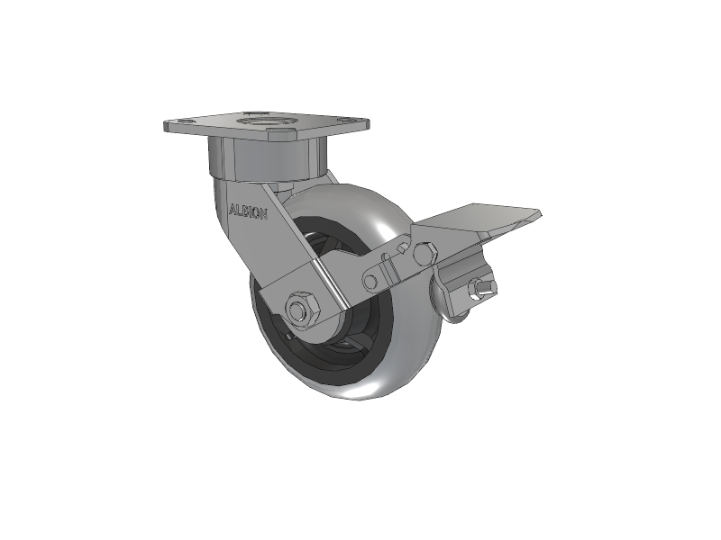 6" x 2" Swivel with Brake Albion Ergonomic Maintenance-Free Caster w/Monoprene Wheel - 28XR06228SFBK