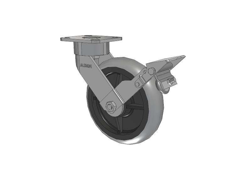 8" x 2" Swivel with Brake Albion Ergonomic Maintenance-Free Caster w/Monoprene Wheel - 28XR08228S01FBK