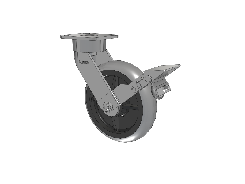 8" x 2" Swivel with Brake Albion Ergonomic Maintenance-Free Caster w/Monoprene Wheel - 28XR08228SFBK