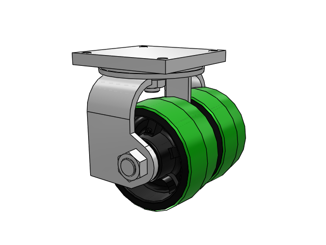 12" x 5" Rigid Albion 295 Kingpinless Dual Wheel Caster w/Polyurethane on Cast Iron Wheel - 295PY12809R