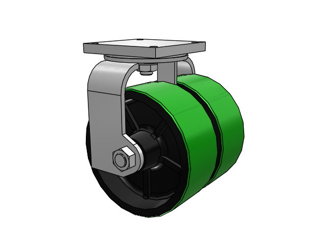 12" x 5" Swivel Albion 295 Kingpinless Dual Wheel Caster w/Polyurethane on Cast Iron Wheel - 295PY12809STRL