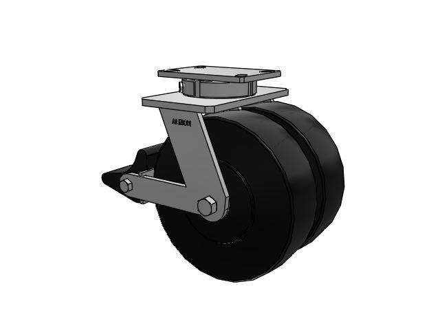 10" x 3" Swivel with Brake Albion 315 Contender Kingpinless Dual Wheel Caster w/Nylatron Wheel - 315NX10528SPLB