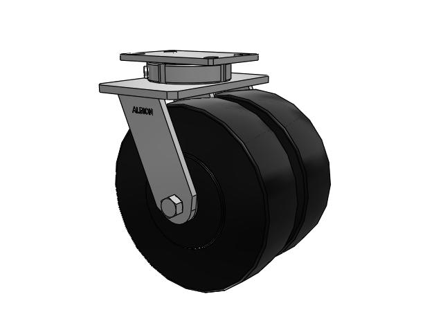 6" x 3" Swivel Albion 415 Contender Kingpinless Dual Wheel Caster w/Nylatron Wheel - 415NX06528S