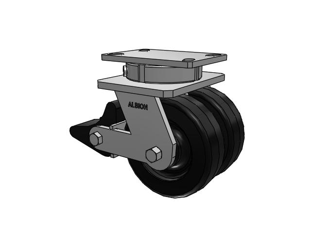 6" x 2" Swivel with Brake Albion 315 Contender Kingpinless Dual Wheel Caster w/Phenolic Wheel - 315TM06201SPLB