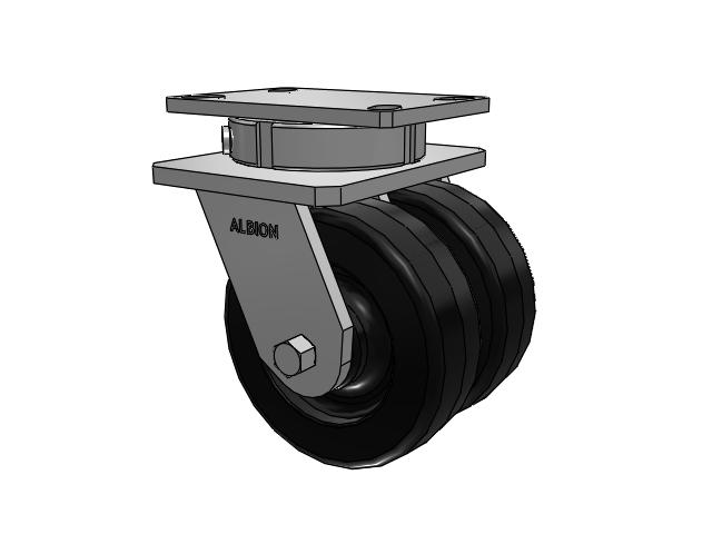 8" x 3" Swivel with Brake Albion 315 Contender Kingpinless Dual Wheel Caster w/Phenolic Wheel - 315TM08501SPLB