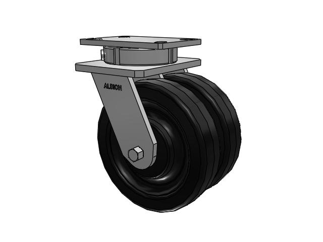 8" x 2" Swivel Albion 315 Contender Kingpinless Dual Wheel Caster w/Phenolic Wheel - 315TM08201S
