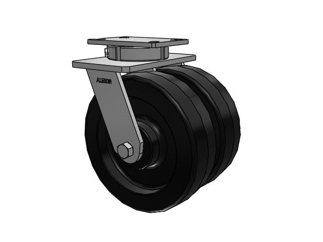 10" x 3" Swivel Albion 315 Contender Kingpinless Dual Wheel Caster w/Phenolic Wheel - 315TM10501S