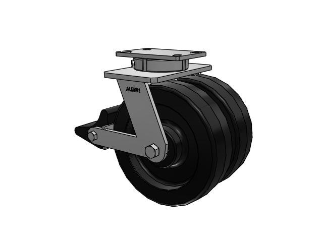 10" x 3" Swivel with Brake Albion 315 Contender Kingpinless Dual Wheel Caster w/Phenolic Wheel - 315TM10501SPLB