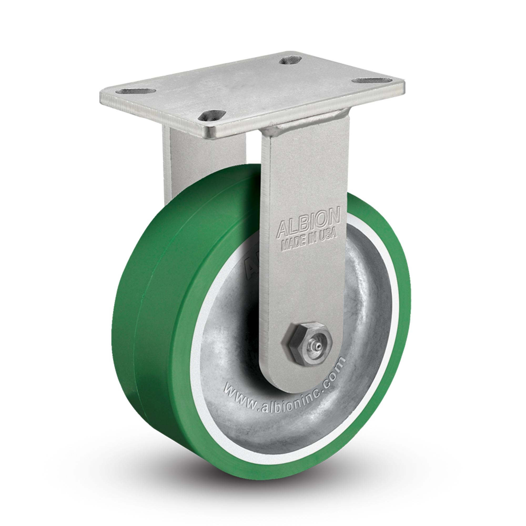 410PD08501R - 8" x 3" Polyurethane Kingpinless Rigid Caster - Albion