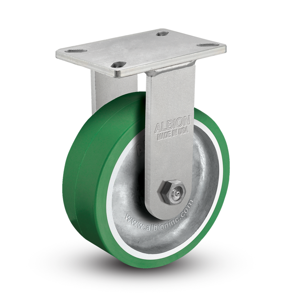 410PD08501R - 8" x 3" Polyurethane Kingpinless Rigid Caster - Albion