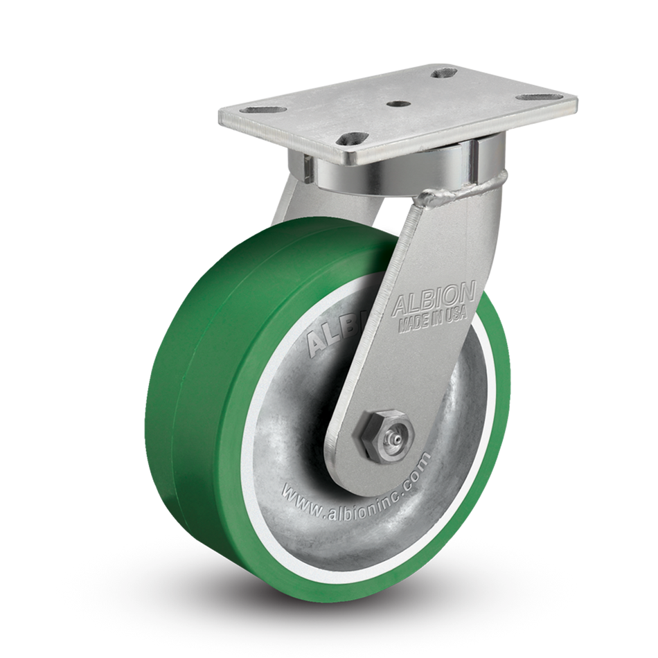410PD08501S - 8" x 3" Polyurethane Kingpinless Swivel Caster - Albion