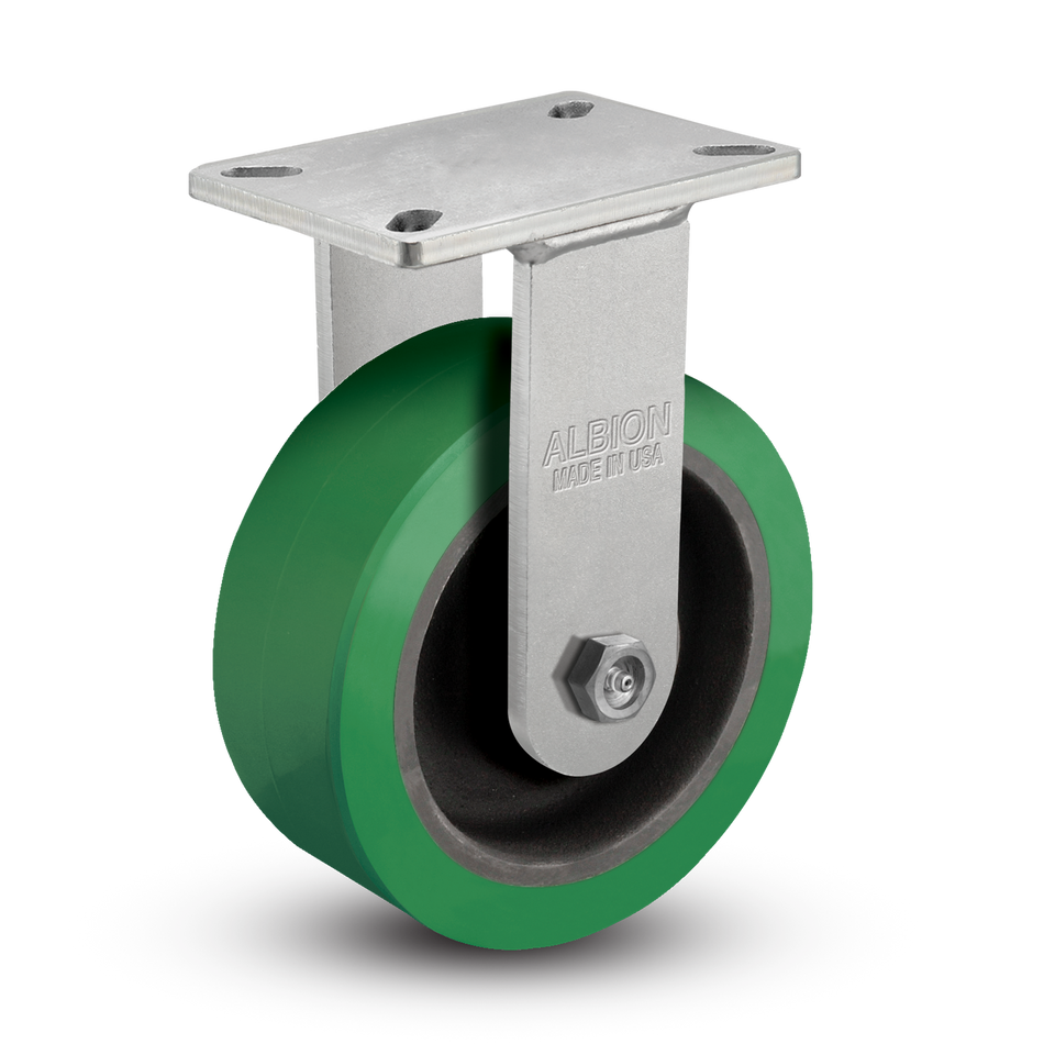 410PX08501R - 8" x 3" Thick Polyurethane Kingpinless Rigid Caster - Albion