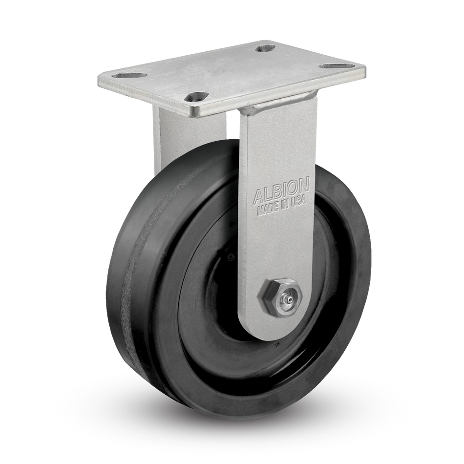 410TM08501R - 8" x 3" Phenolic Kingpinless Rigid Caster