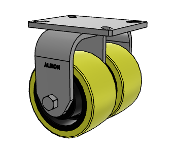 6" x 3" Rigid Albion 415 Contender Kingpinless Dual Wheel Caster w/Polyurethane on Cast Iron Wheel - 415PF06528R