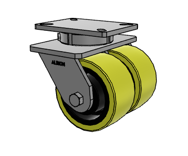 6" x 3" Swivel Albion 415 Contender Kingpinless Dual Wheel Caster w/Polyurethane on Cast Iron Wheel - 415PF06528S