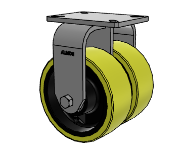 8" x 3" Rigid Albion 415 Contender Kingpinless Dual Wheel Caster w/Polyurethane on Cast Iron Wheel - 415PF08528R