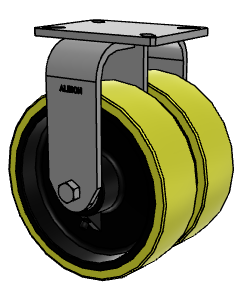 10" x 3" Rigid Albion 415 Contender Kingpinless Dual Wheel Caster w/Polyurethane on Cast Iron Wheel - 415PF10528R
