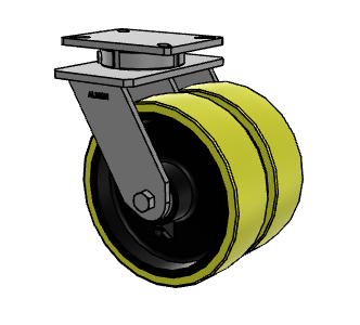 10" x 3" Swivel Albion 415 Contender Kingpinless Dual Wheel Caster w/Polyurethane on Cast Iron Wheel - 415PF10528S