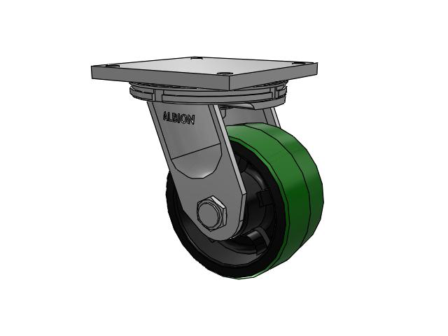 8" x 4" Swivel Albion 95 Kingpinless HD Single Wheel Caster w/Polyurethane on Cast Iron Wheel - 95PY08709STRL
