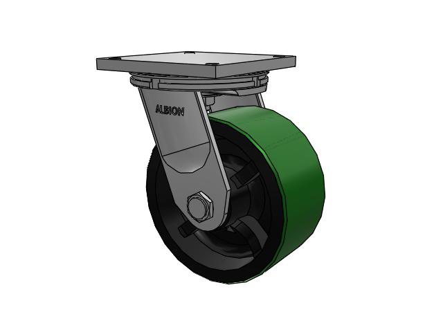 10" x 5" Swivel Albion 95 Kingpinless HD Single Wheel Caster w/Polyurethane on Cast Iron Wheel - 95PY10809STRL