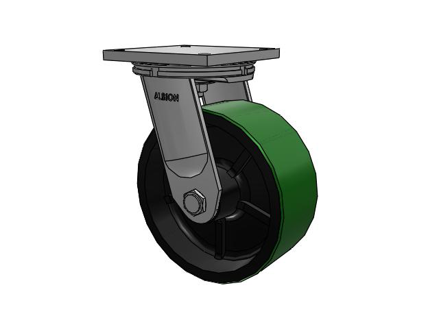 12" x 5" Swivel Albion 95 Kingpinless HD Single Wheel Caster w/Polyurethane on Cast Iron Wheel - 95PY12809STRL