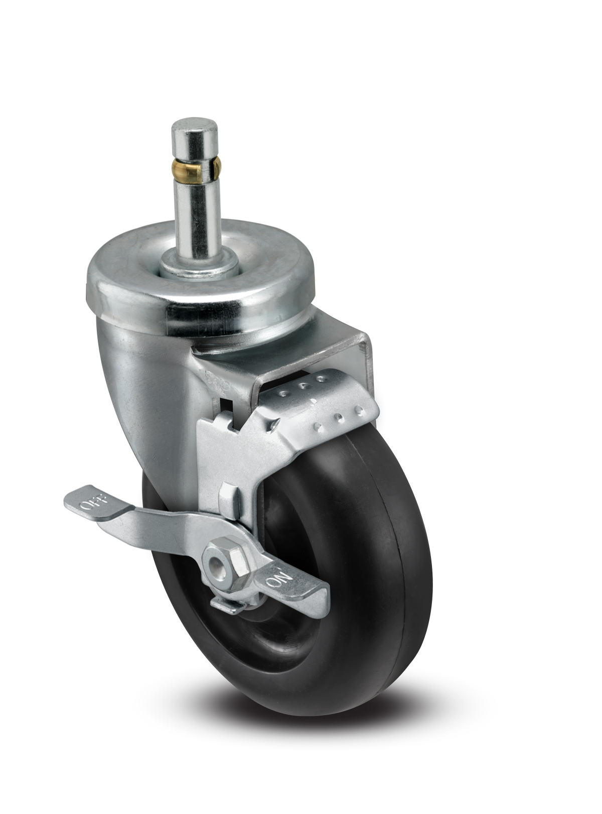 A-line 4" x 1.25" Polyolefin (POD) Wheel Caster With Grip Ring Stem and Side Locking Brake - Part# AS40G1PODSB - Pemco