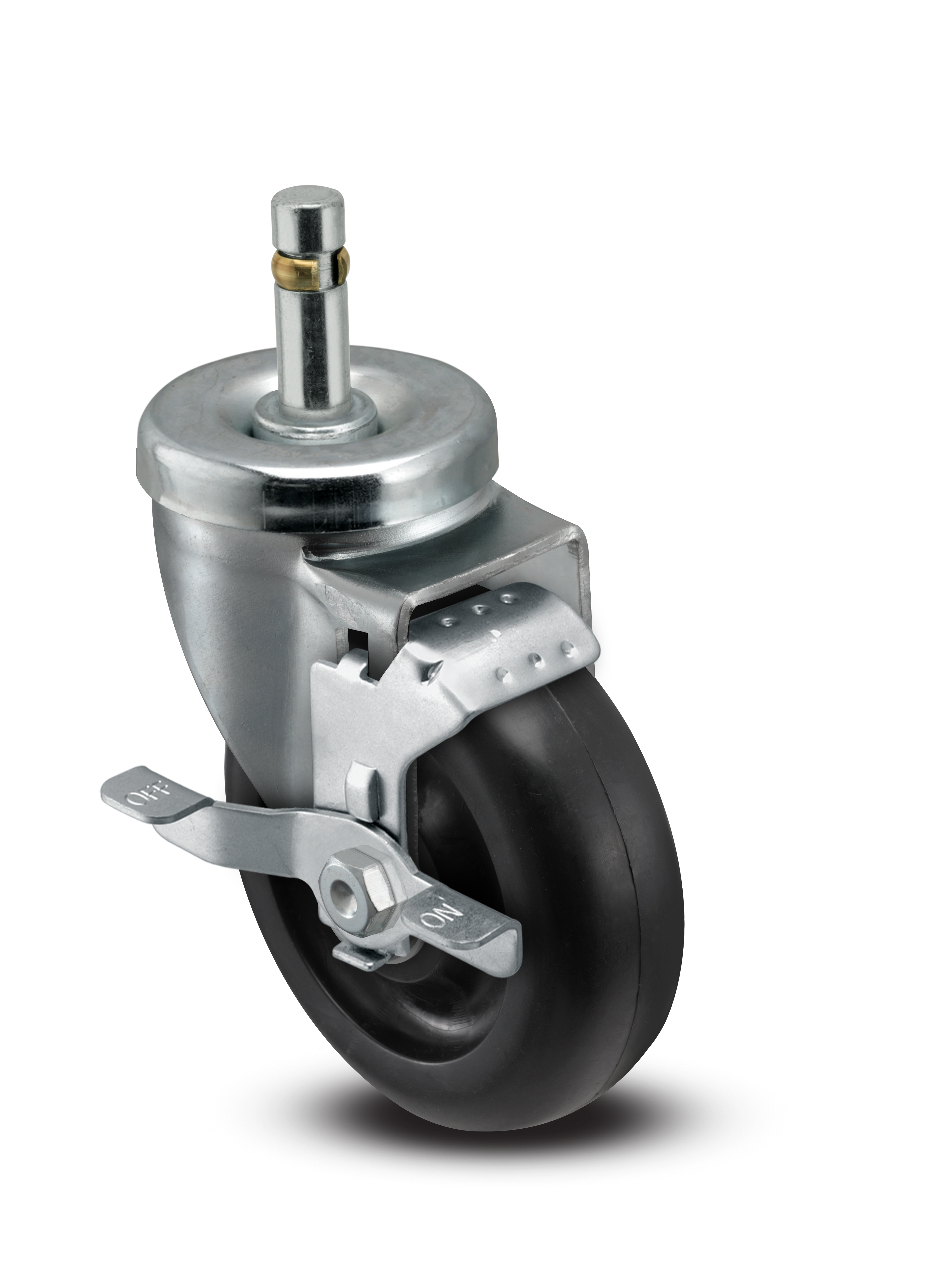 A-line 4" x 1.25" Polyolefin (POD) Wheel Caster With Grip Ring Stem and Side Locking Brake - Part# AS40G1PODSB - Pemco