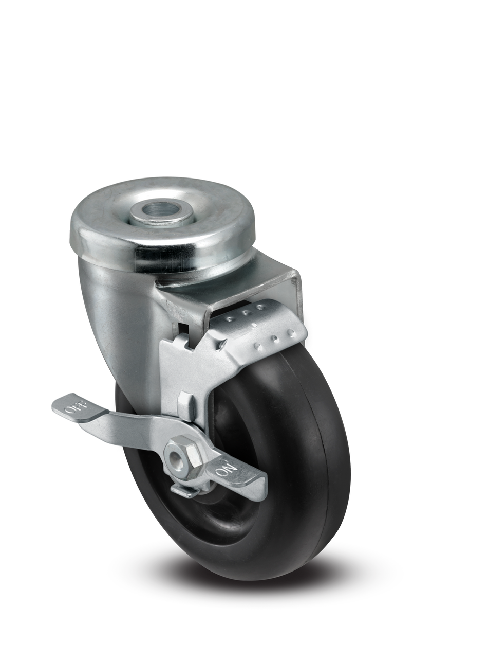 A-line 4" x 1.25" Polyolefin (POD) Wheel Caster With Hollow Kingpin and Side Locking Brake - Part# AS40H1PODSB - Pemco