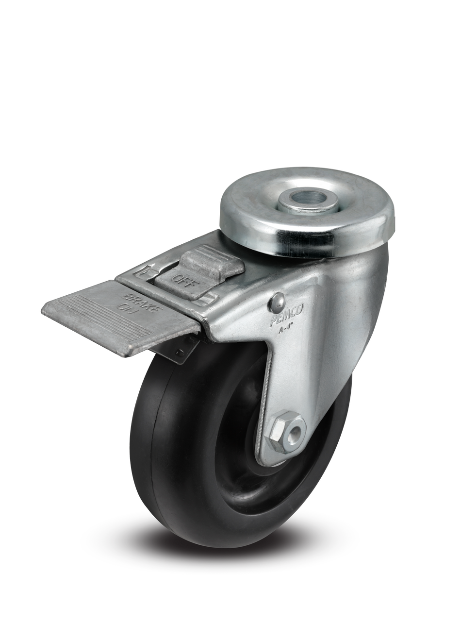 A-line 4" x 1.25" Polyolefin (POD) Wheel Caster With Hollow Kingpin and Total Lock Brake - Part# AS40H1PODTL - Pemco