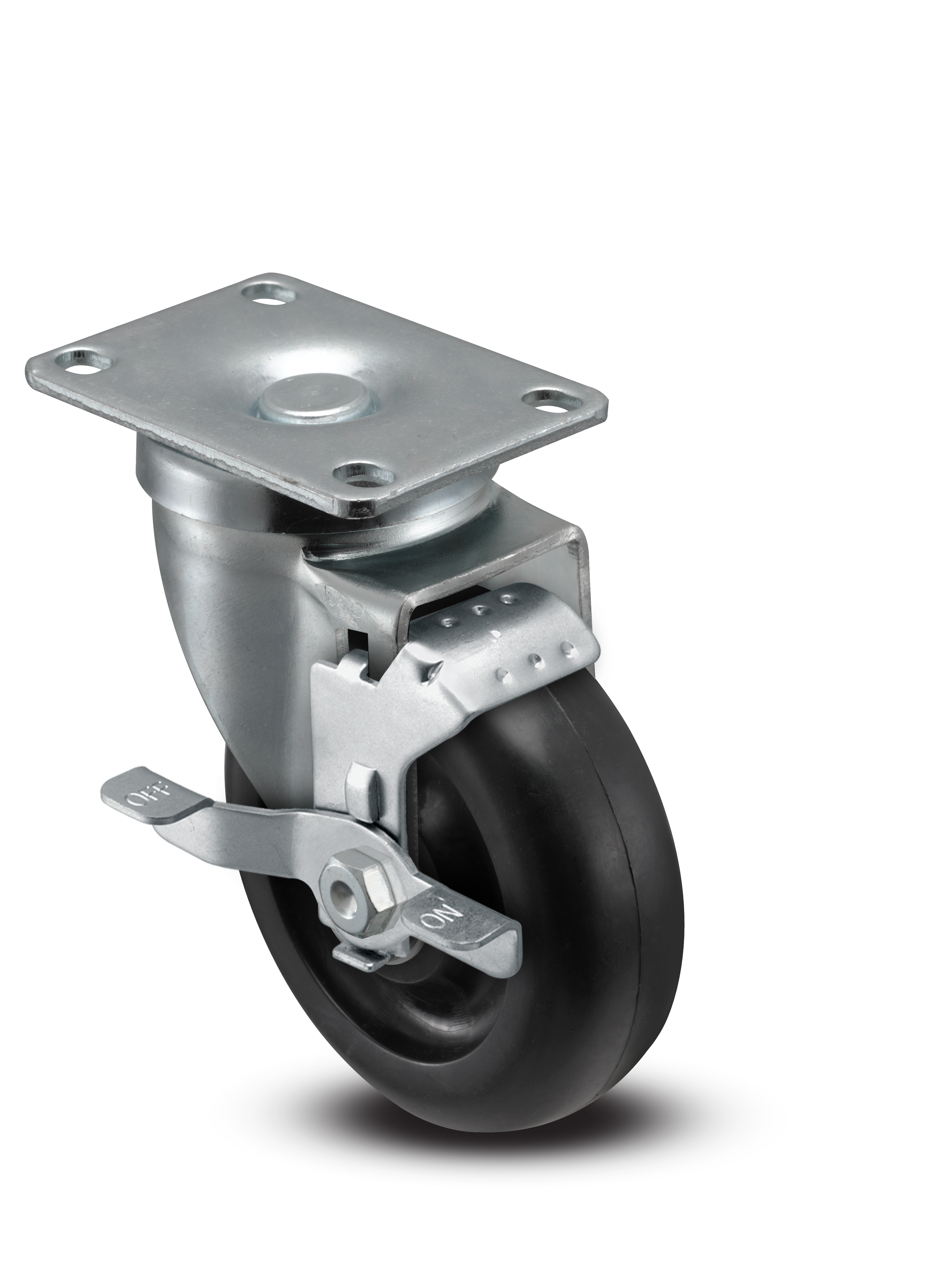A-line 4" x 1.25" Polyolefin (POD) Wheel Caster With Swivel Top Plate and Side Locking Brake - Part# AS40P1PODSB - Pemco